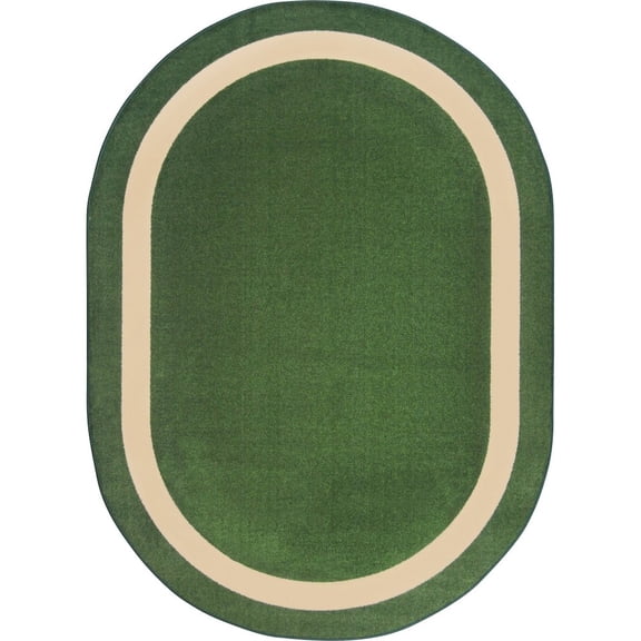 Joy Carpets Kid Essentials Portrait 7'8" x 10'9" Oval Area Rug in Color Greenfield
