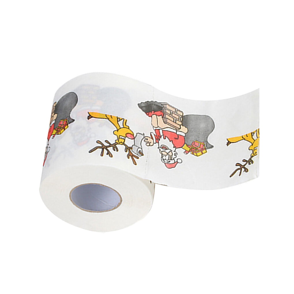 tredstone Christmas Theme Printed Toilet Paper Home Hotel Bathroom Roll Paper Tissue Holiday Decor, Santa, 10x10cm