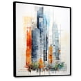 thumbnail image 2 of Designart "New York City Skyscrapers in Blue and Orange Minimalism V" Architecture Framed Wall Art - Industrial Grey Skyscrapers Entryway Framed Wall Art, 2 of 6