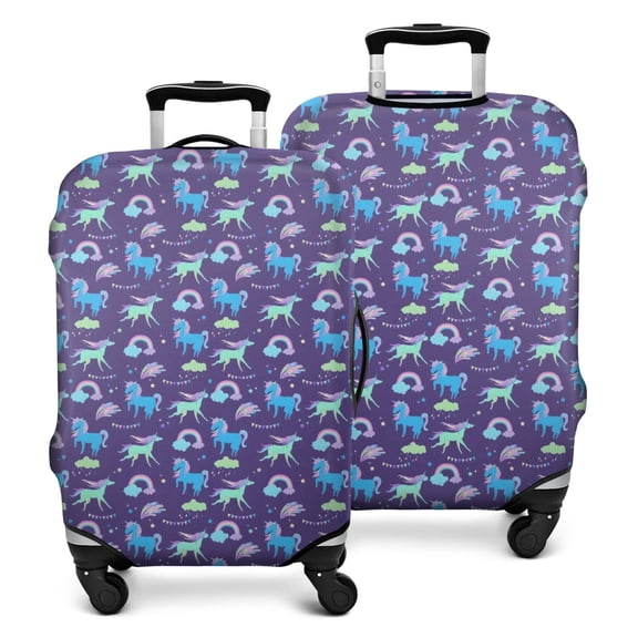 Purple Cartoon Horse Rainbow Pattern Luggage Cover Fashion Suitcase Cover Baggage Covers Fit 25-28 Inch Luggage (Go Travel)