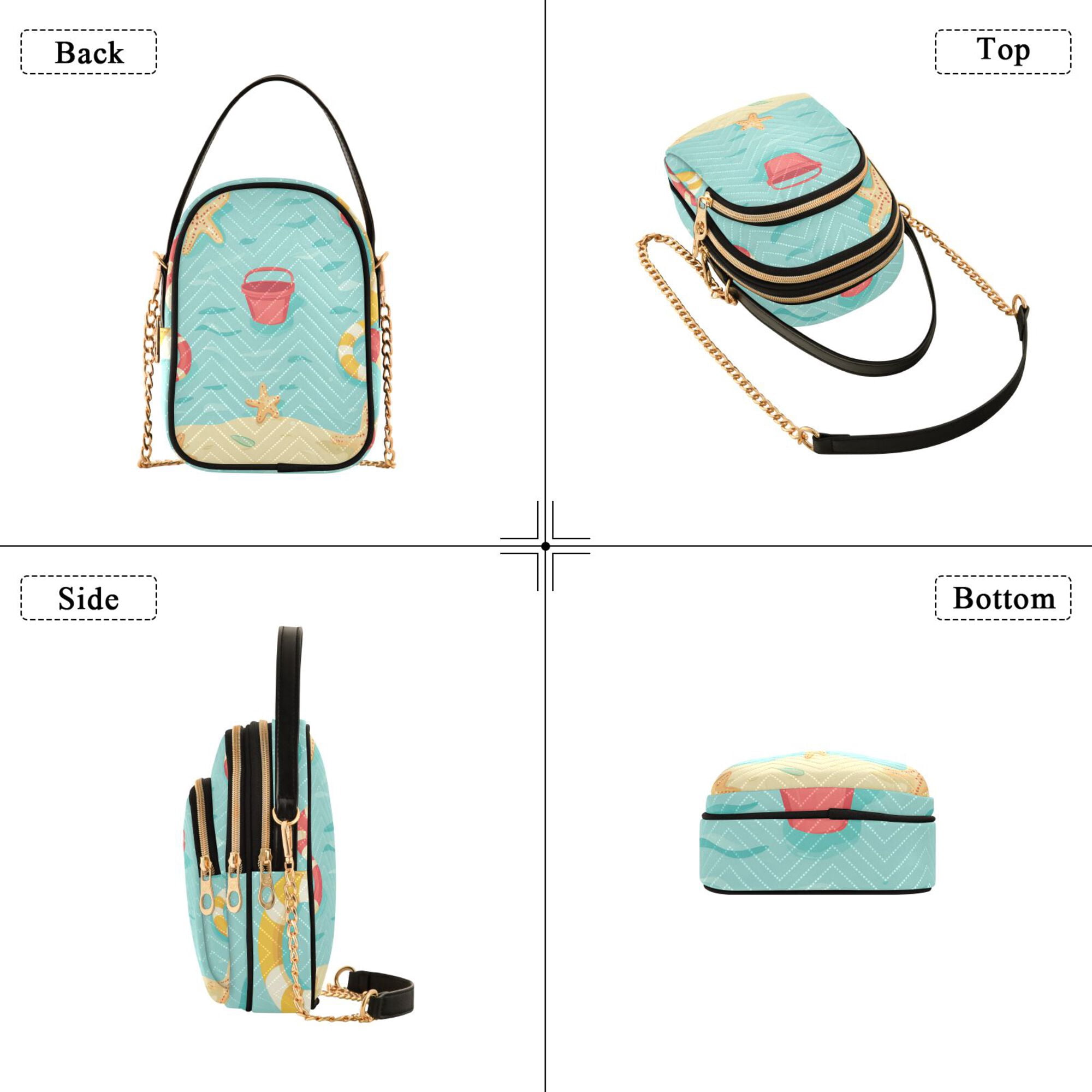 FORMRS Crossbody Bag for Women Quilted Travel Shoulder Cell Phone Purse with Chain Strap Handbag, Blue Beach Pattern