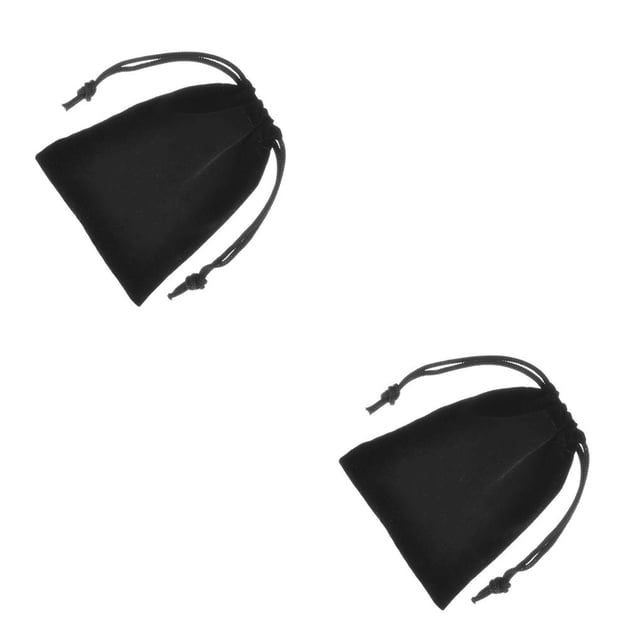 Qarigey Estuche para joyas Bolsas pequeñas con cordón Anillos Exhibición de empaque Dulces Golosinas Artesanías Regalos para fiestas Negro 2piezas