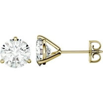 Charles & Colvard 14K Yellow Gold Moissanite 7.5mm Round Stud Earrings 3.00cttw DEW