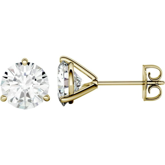 Charles & Colvard 14K Yellow Gold Moissanite 7.5mm Round Stud Earrings 3.00cttw DEW
