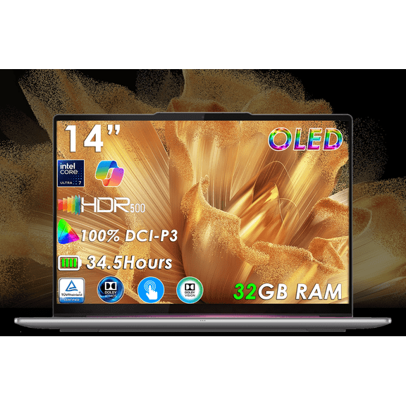 Lenovo Slim 7i Aura Edition, 14" OLED Touch Copilot PC, Intel Core Ultra 7 258V, 32GB RAM, 1TB SSD, Wi-Fi 7, Win 11, 2.84 lbs, Storm Grey.