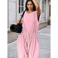 thumbnail image 6 of Czanzd Women's Backless Athletic Jumpsuit Wide Leg Sleeveless Romper with Pockets,Pink,S, 6 of 7