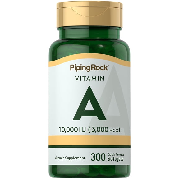 Vitamin A 10,000 IU | 300 Quick Release Softgels | Non-GMO, Gluten Free | By Piping Rock