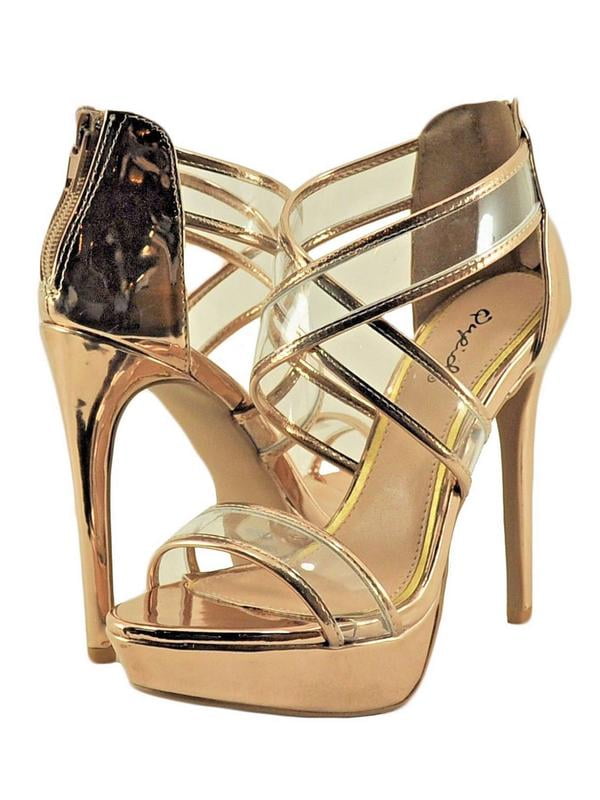 qupid clear stiletto heeled sandals