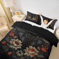 thumbnail image 3 of Homewish Vintage Floral Duvet Cover QueenVintage Sunflower Branch Print Queen Bedding,Black Reversible,3 Pieces,1 Duvet Cover and 2 Pillowcases, 3 of 6