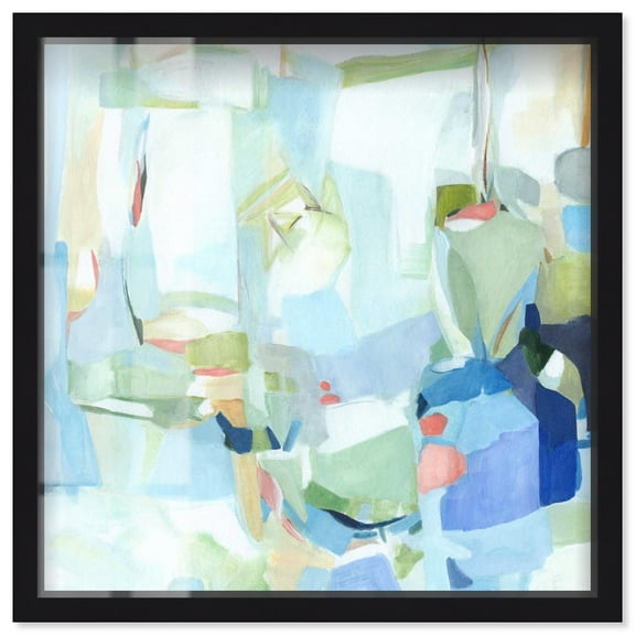 Tranquil Blues Shadowbox Print Summer Wall Decor by Art Remedy, Black Frame, 12 x 12