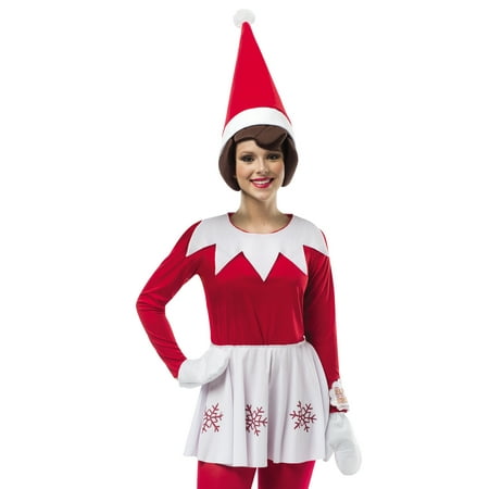 Elf On A Shelf Christmas Santa Claus Helper Female Holiday Costume-One