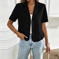 thumbnail image 2 of GigrtiJin Button Down Suit Jacket for Womens Short Sleeve Cropped Collared Suit Jacket Dressy Casual Work Going Out Suit Jacket, 2 of 5