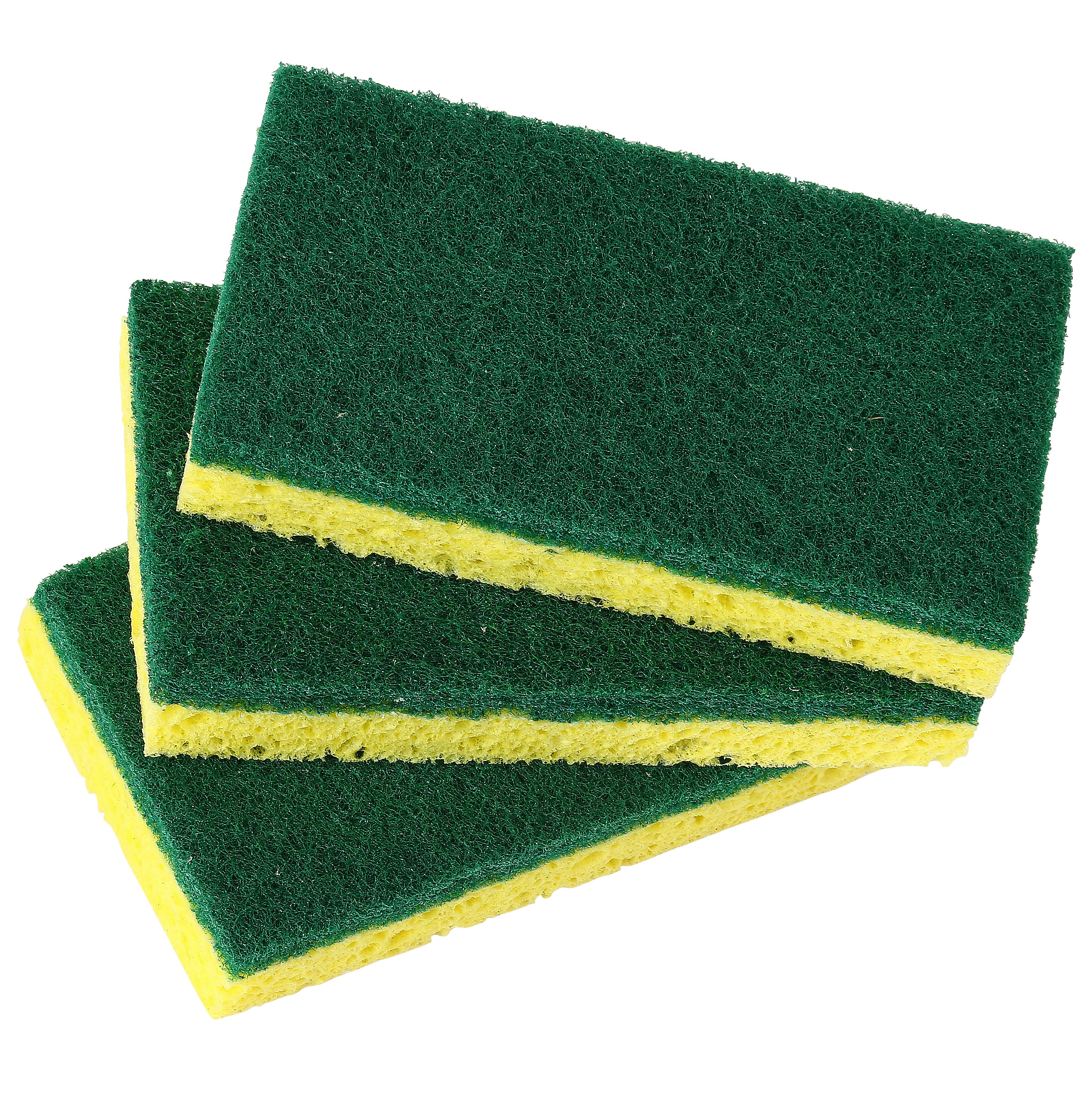 KosherHome Set of 3 Cellulose NonScratch Scrub Sponges Yellow/Green