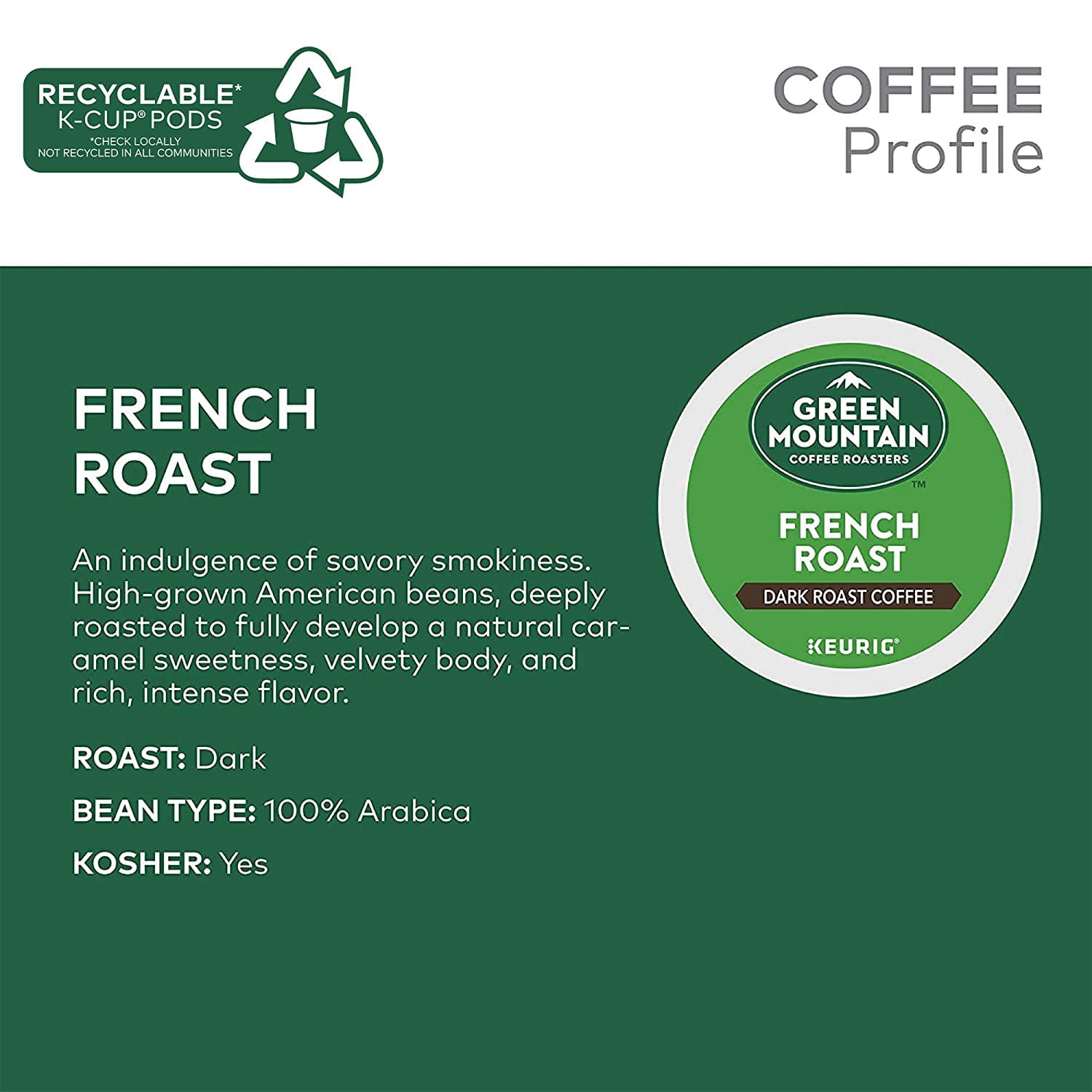 Green Mountain Coffee Roasters French Roast Keurig K-Cup Pods, Dark Roast Coffee, 96 Count (4 Packs of 24)