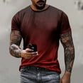 thumbnail image 3 of IYTR Men's Short Sleeve T-Shirts Gradient Color Round Neck Graphic Tee Shirts Casual Fashion Tshirts Holiday Tops Red XXXXL, 3 of 6