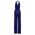 thumbnail image 3 of IBTOM CASTLE Women's Sexy High Waisted V-Neck Halter Wide Leg Long Pants Jumpsuit L Navy Blue, 3 of 8