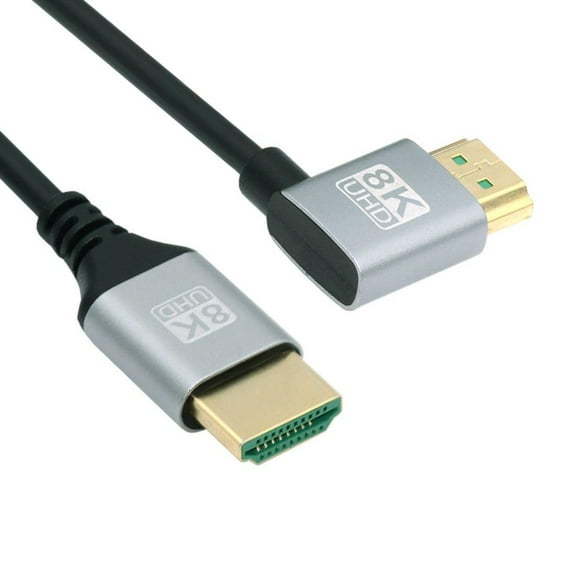 JSER 1.0M HDMI 2.1 Ultra Thin HDTV Cable 8K 4K Hyper Super Flexible Slim Cord Right Angled 90 Degree Type-A Male to Male for Computer HDTV