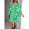 thumbnail image 2 of Minimalist Floral Print Surplice Tiered Dress Above Knee Length Green Small, 2 of 5
