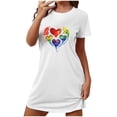 thumbnail image 2 of Camisón corto de talla grande para mujer, camisón de manga corta con estampado de pecho a la moda, camisón para mujer, 2 of 5