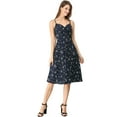 thumbnail image 4 of INSPIRE CHIC Women's Floral Twist Front Adjustable Strap Midi Dress XL Navy, 4 of 9