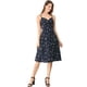 thumbnail image 3 of Vestido midi ajustable con tirantes de flores para mujer Inspire Chic XL azul marino, 3 of 8