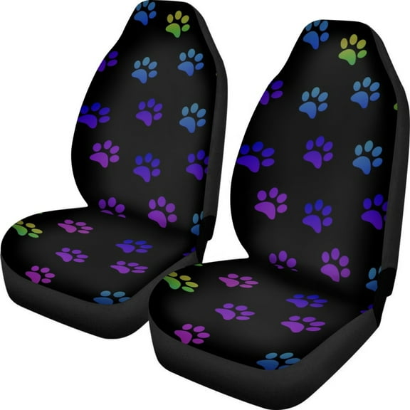 Vehicle Seat Covers Colorful Dog Footprints Pattern Design Fashion Comfortable Front Seats Only Universal Fit Most of SUV Truck