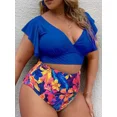 thumbnail image 2 of 2024 New Large Bikini Set Plus Size Swimsuit Women Sexy Big Size Swimwear Retro Vintage Bathing Suit Mujer Push Up Biquini  Blue (Blue,1XL), 2 of 6