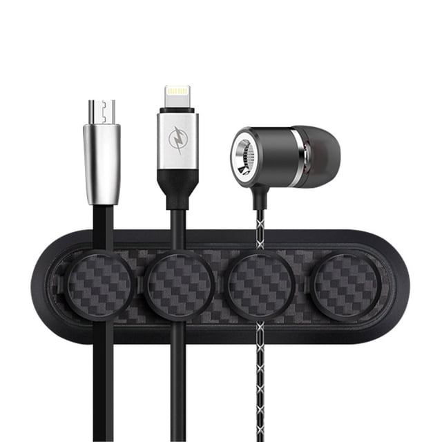 1 organizador de cables de datos, gestión de cables de fibra de carbono, organizador de cables multifunción para coche, clip de línea de datos (negro)