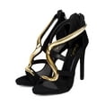 thumbnail image 5 of Qupid Glee-37 Nubuck Curved Metallic Plating Strappy Open Toe Stiletto Heel Sand, 5 of 6