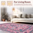 thumbnail image 2 of Flatwoven High Traffic Area Rug, Stylish Retro Floral Accents, Non Slip, Stain Resistant, Washable Area Rugs for Living Room, Bedroom(Pink, 4X6), 2 of 8