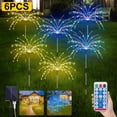 thumbnail image 2 of EIMELI Solar Firework Lights 120LED Wires Light 8 Lighting Modes with Remote Control 6-Wire Connected DIY Firework Lights for Christmas Garden, 2 of 11