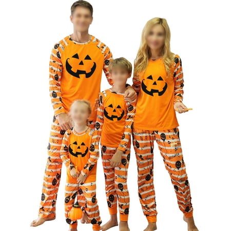 Sexy Dance Mommy Dad Child Halloween PJ Sets Pumpkin Print Matching Family  Pajamas Set Crew Neck Sleepwear Nightwear Long Sleeve Orange E Kids-6-7Y 
