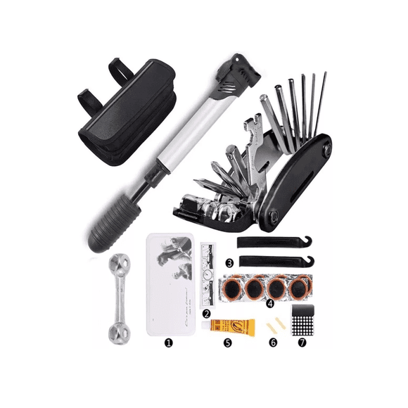Kit De Herramienta Con Bolsa Y Bomba Para Bicicleta