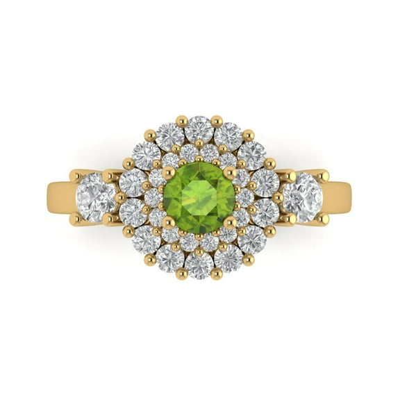 Clara Pucci 14K Yellow Gold 1.4ct Peridot Halo Ring for Women