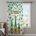 thumbnail image 3 of St Patricks Day Sheer Curtains 54" Long, Green Shamrock Spring Watercolor Gnomes Beige Light Filering Curtains, Breathable Simi Curtain Privacy Drapes for Kitchen Bathroom Small Window Treatment, 3 of 9