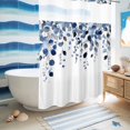 thumbnail image 6 of No Hook Shower Curtain, Blue Eucalyptus Leaves Waterproof Fabric Shower Curtains for Bathroom, Summer Botanical Watercolor Long Bathroom Curtain with Mesh Top Window for Home Hotel Bathtub 72"x84", 6 of 9