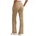 thumbnail image 4 of Women's High Waist Yoga Pants with Pockets, Stretch Athletic Workout Pants, Slim Fit Casual Flare Leggings for Running Fitness Travel Everyday Wear Khaki L, 4 of 8