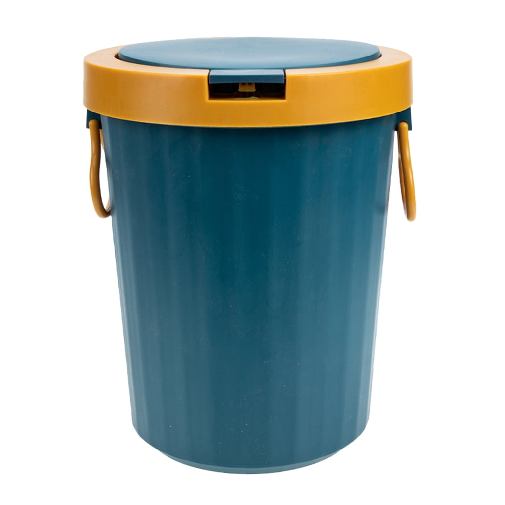 IBASETOY Plastic Wastebasket with Lid Small Household Trash Can for Bedroom Bathroom