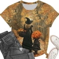 thumbnail image 5 of Yanchicy Womens Crew Neck T Shirt Seasonal Halloween Graphic Short Sleeve Printed Casual Tops Ladies Fashion Clothes Autumn Holiday Everyday Outfits, 5 of 7