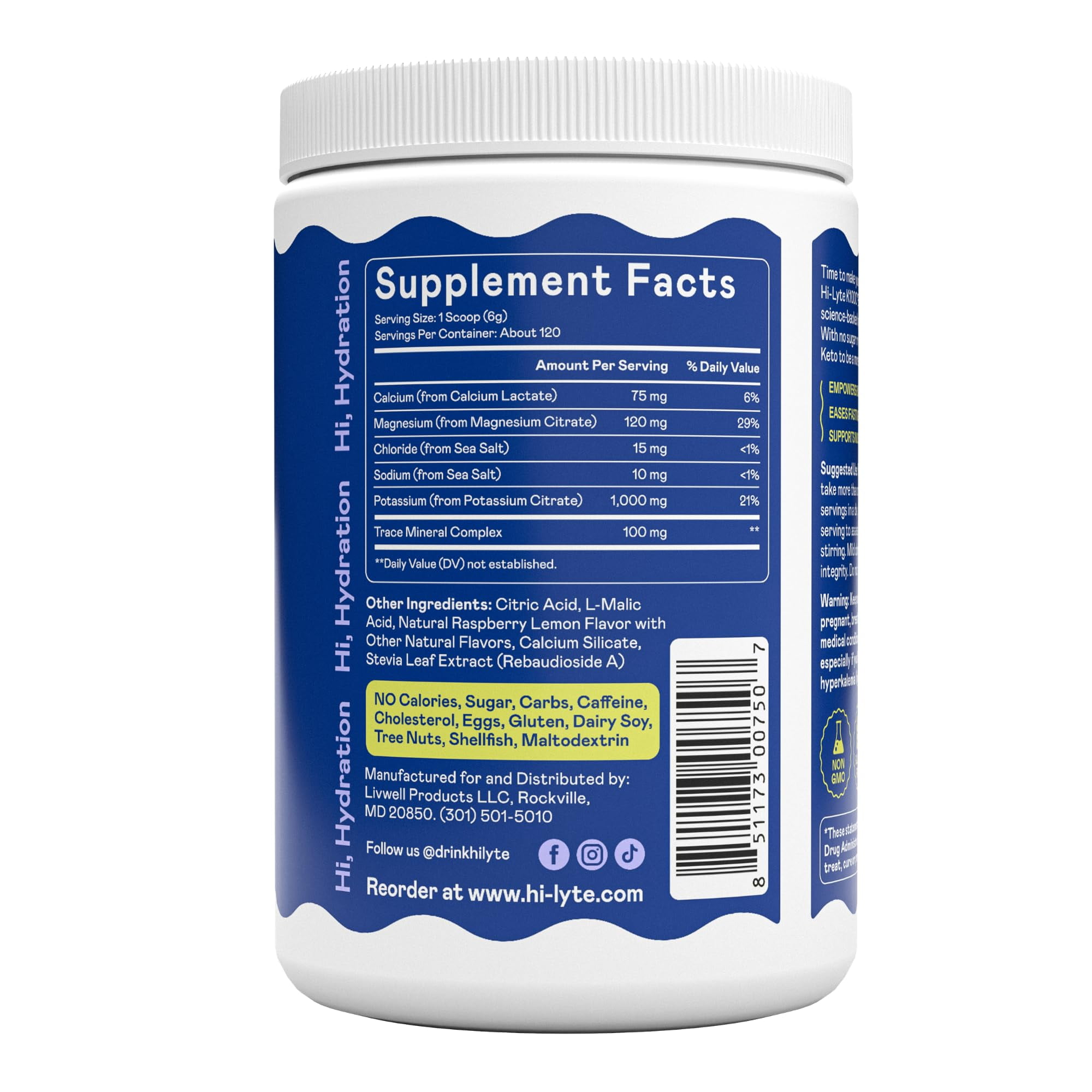 Hi-Lyte Keto & Performance K1000 Electrolytes Powder Mix | Raspberry Lemon | Hydration Supplement Drink Mix | Boost Energy & Beat Leg Cramps | No Maltodextrin or Sugar | 50 Servings