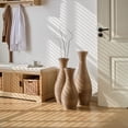 thumbnail image 6 of YIQMI Faux Rattan Floor Vase Set of 3 Boho Natural Beige PVC Tall Vases Home Decor, Housewarming Gift, 6 of 11