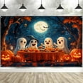 thumbnail image 2 of 10 x 8 ft Halloween Backdrop, Pumpkin Ghost Photography Backdrop Horror Night Party Background Cute Ghost Spooky Photo Background for Boys Full Moon Night Horror Theme Party Decor Banner, Color2, 2 of 4