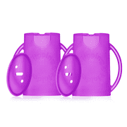 Squeeze Proof Flipping Holder DELUXE with lid 2-Pack for Food Pouches & Juice Boxes (Purple x 2) - Multipurpose Design with Cover - Prevent Messes & Support Self-Feeding - Handles