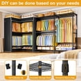 thumbnail image 3 of Ulif E15C Heavy Duty Freestanding L-Shaped Clothes Rack and Garment Organizer with Black Dustproof Cover, 43.4"W x 15.8"D x 78.4"H, Black, 3 of 7
