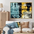 thumbnail image 2 of Designart "Urban Odyssey in Collages II" Extra Large Abstract Framed Wall Art - Transitional Yellow Abstract Collages Entryway Framed Wall Art Print, 2 of 7