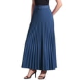 thumbnail image 1 of Falda Maxi A-Line con Cintura Elástica y Pliegues INSPIRE CHIC para Mujeres 2XL Azul Marino, 1 of 7