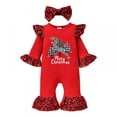 thumbnail image 2 of Newborn Baby Girl Christmas Jumpsuit My 1st Christmas Romper Leopard Outfit with Headband One-Piece Romper Winter 0-18 Months, 2 of 10