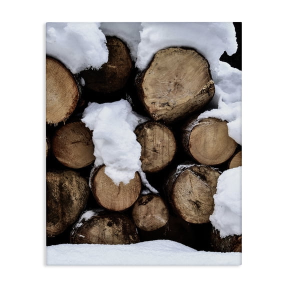 Stupell Industries Traditional Winter Snowy Logs Canvas Art, 16 x 20, by Incado