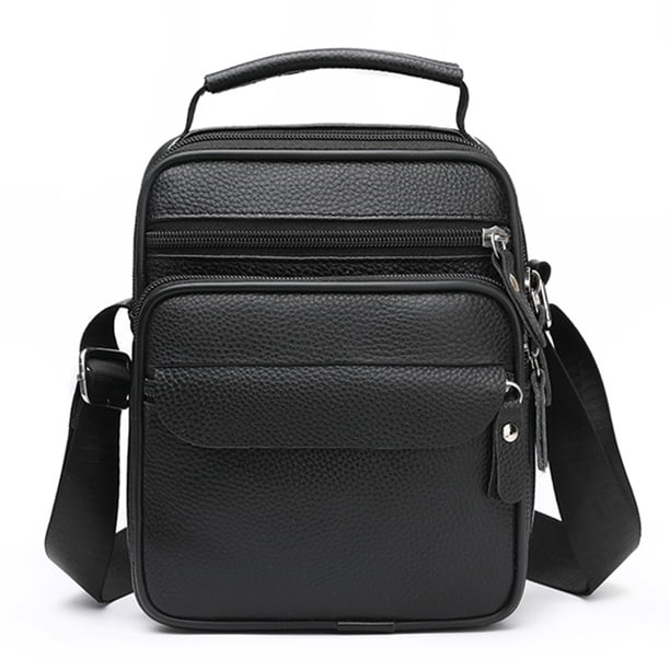Bolso Bandolera para Hombre Bolso para Cuero Genuino Vintage Viajes Negocios (S)