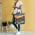 thumbnail image 4 of FORMRS Womens Canvas Tote Bag with Zipper Inner Pocket Shoulder Handbag, Black Sardines Pattern, 4 of 7